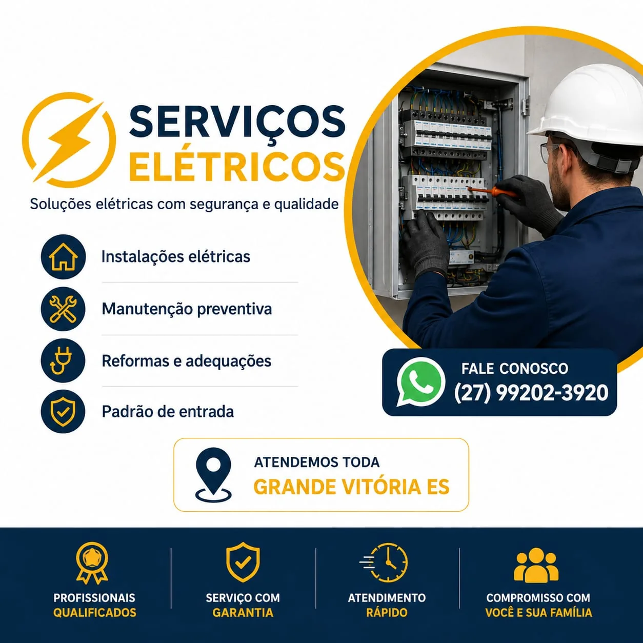 Serviços elétricos e quadro de distribuição